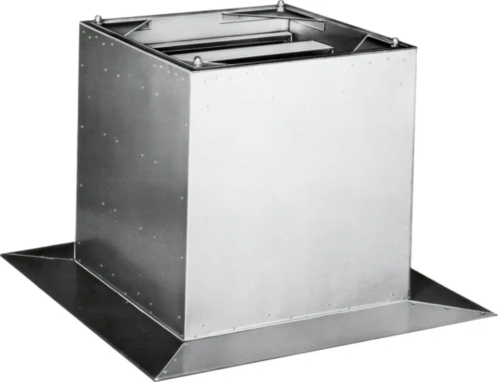 Sockelschalldämpfer aus Metall mit quadratischer Grundfläche und Steckverbindungen, verwendet in Lüftungsanlagen von Wolf.
